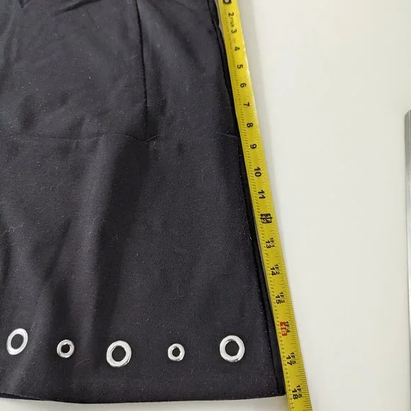 Michael Kors Black Mini Skirt with Silver Grommet Border - Picture 4 of 7